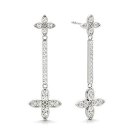 Floral Diamond Drop Earrings