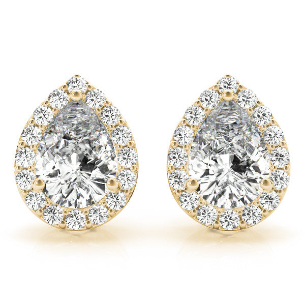 Pear Halo Diamond Earrings