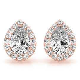 Pear Halo Diamond Earrings