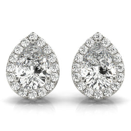 Pear Halo Diamond Earrings