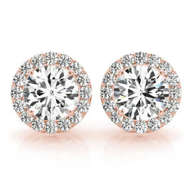 Round Halo Diamond Earrings