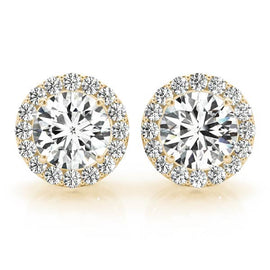 Round Halo Diamond Earrings