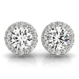 Round Halo Diamond Earrings