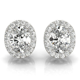 Oval Halo Diamond Earrings