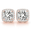 Cushion Halo Diamond Earrings Rose Gold 0.75CT