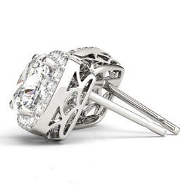 Cushion Halo Diamond Earrings 0.75CT