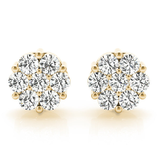 Round Cluster Diamond Stud Earrings