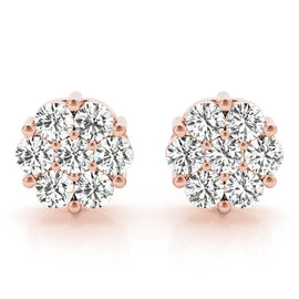 Round Cluster Diamond Stud Earrings