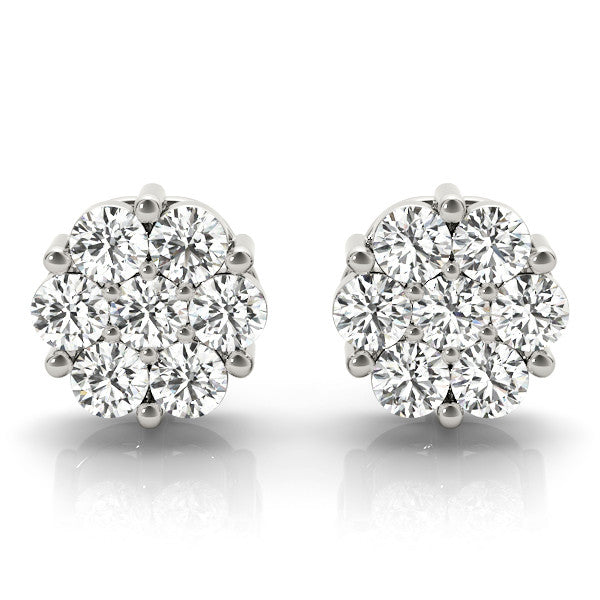 Round Cluster Diamond Stud Earrings