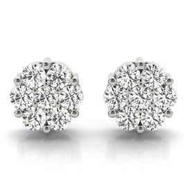 Round Cluster Diamond Stud Earrings