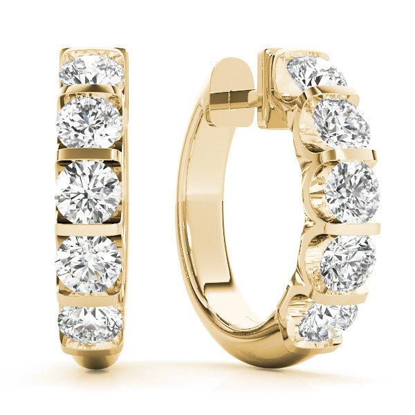 Round Exposed Diamond Hoop Earrings