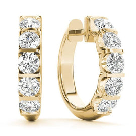 Round Exposed Diamond Hoop Earrings