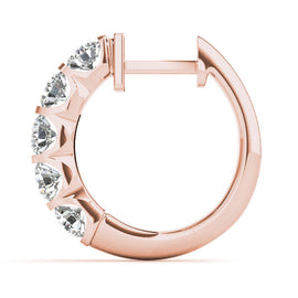 Round Exposed Diamond Hoop Earrings