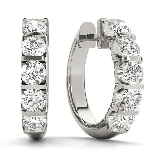 Round Exposed Diamond Hoop Earrings