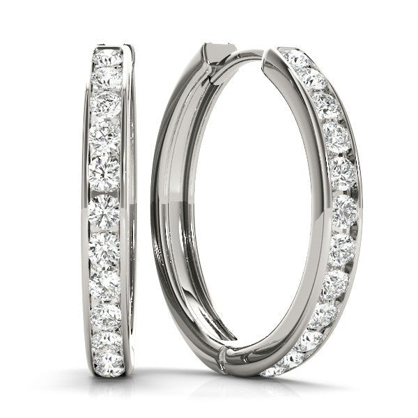 Round Diamond Hoop Earrings