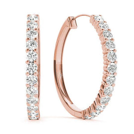 Round Diamond Hoop Earrings