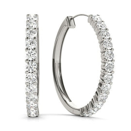 Round Diamond Hoop Earrings