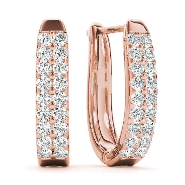 Round Double Pavé Diamond Hoop Earrings