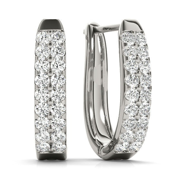 Round Double Pavé Diamond Hoop Earrings