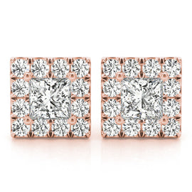 Princess Halo Diamond Earrings