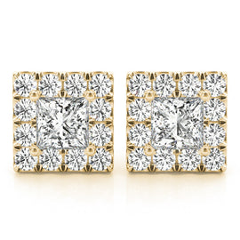 Princess Halo Diamond Earrings