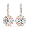 Round Halo Drop Diamond Earrings