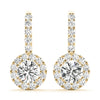 Round Halo Drop Diamond Earrings