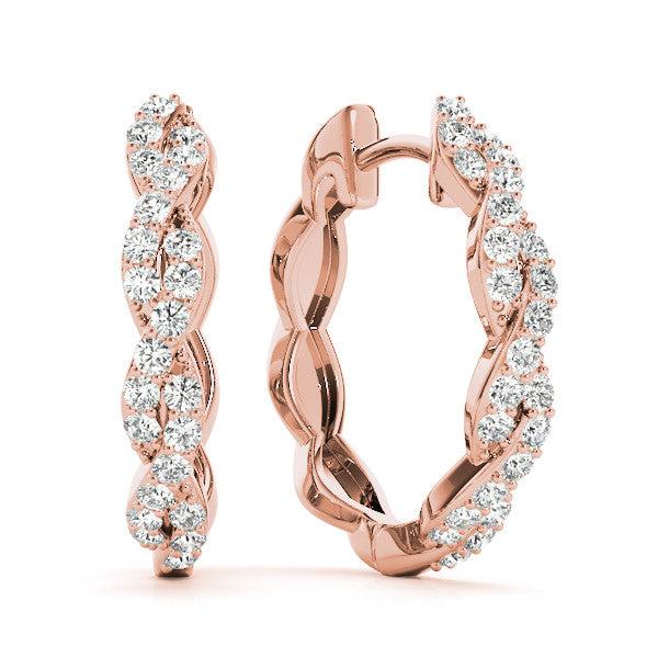 Twisted Pavé Diamond Hoop Earrings