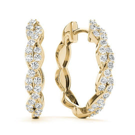 Twisted Pavé Diamond Hoop Earrings