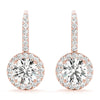 Round Halo Drop Diamond Earrings