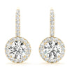 Round Halo Drop Diamond Earrings