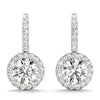 Round Halo Drop Diamond Earrings