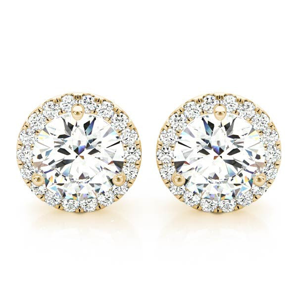 Round Halo Stud Diamond Earrings