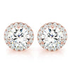 Round Halo Stud Diamond Earrings