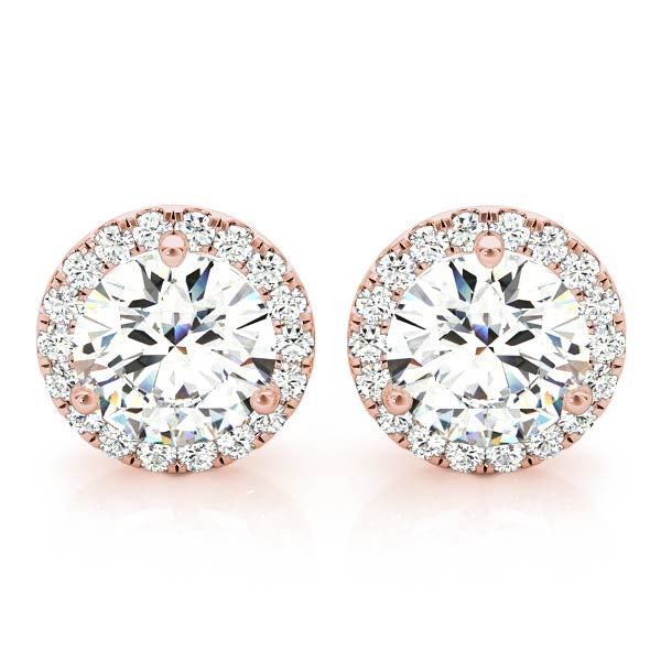 Round Halo Stud Diamond Earrings