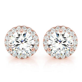 Round Halo Stud Diamond Earrings