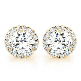 Round Halo Stud Diamond Earrings