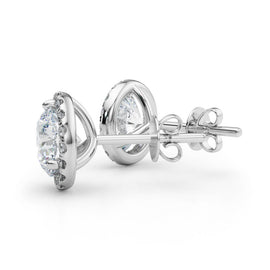 Round Halo Stud Diamond Earrings