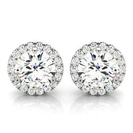 Round Halo Stud Diamond Earrings