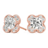 Round Halo Floral Stud Diamond Earrings