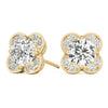 Round Halo Floral Stud Diamond Earrings