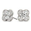 Round Halo Floral Stud Diamond Earrings