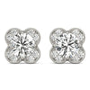 Round Halo Floral Stud Diamond Earrings