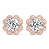 Round Halo Floral Stud Diamond Earrings