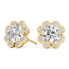 Round Halo Floral Stud Diamond Earrings