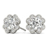 Round Halo Floral Stud Diamond Earrings