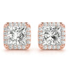 Princess Halo Stud Diamond Earrings