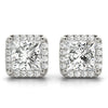 Princess Halo Stud Diamond Earrings