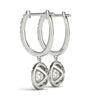 Round Double Halo Diamond Drop Earrings