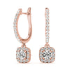 Round Halo Diamond Drop Earrings